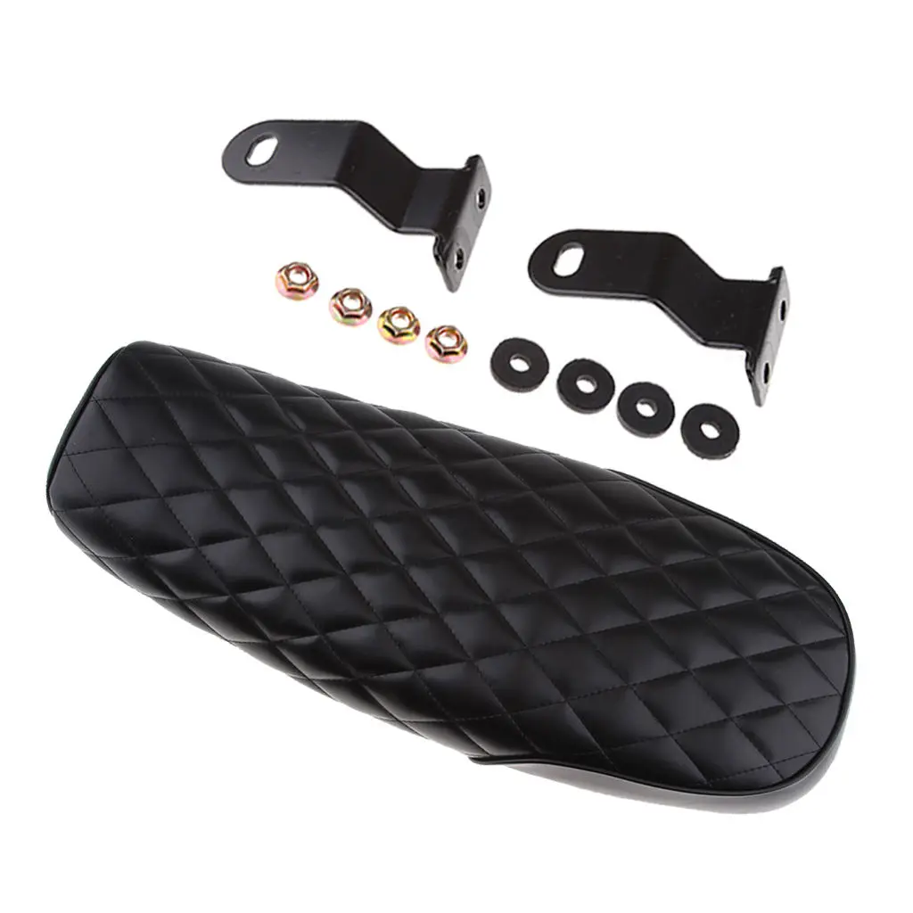 Черное сиденье для мотоцикла в стиле ромба винтажное седло кафе подушка гонщика