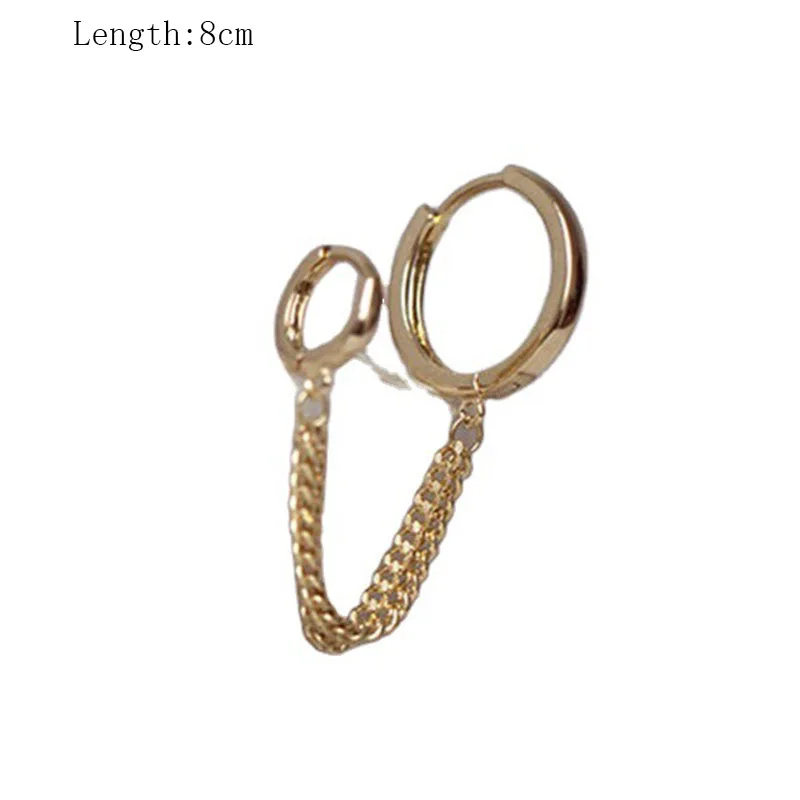 

2021 New Fashion 1Pcs Double Hoop Ear Stud Tassel Chains Pendant Earrings For Men and Women Punk Gothic Jewelry Best Gift Trendy