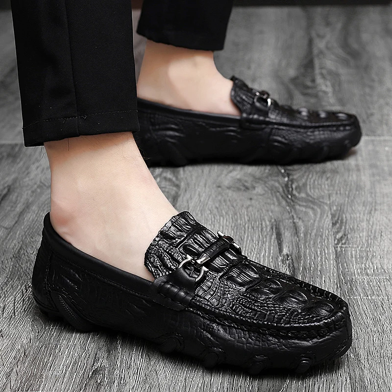

Genuine Leather Shoes Men Loafers Fashion Brand Slip On Flats Comfy Mens Driving Casual Shoes Soft Moccasins Chaussure Homme