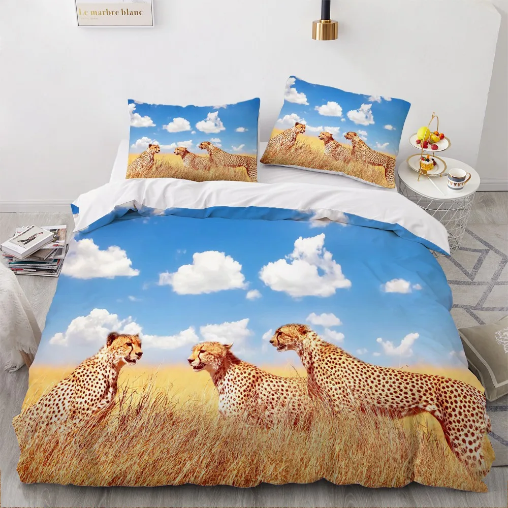 

3D Bedding Sets Leopard Sky Duvet Quilt Cover Set Comforter Bed Linen Pillowcase King Queen Full Size 220*230 Home Texitle