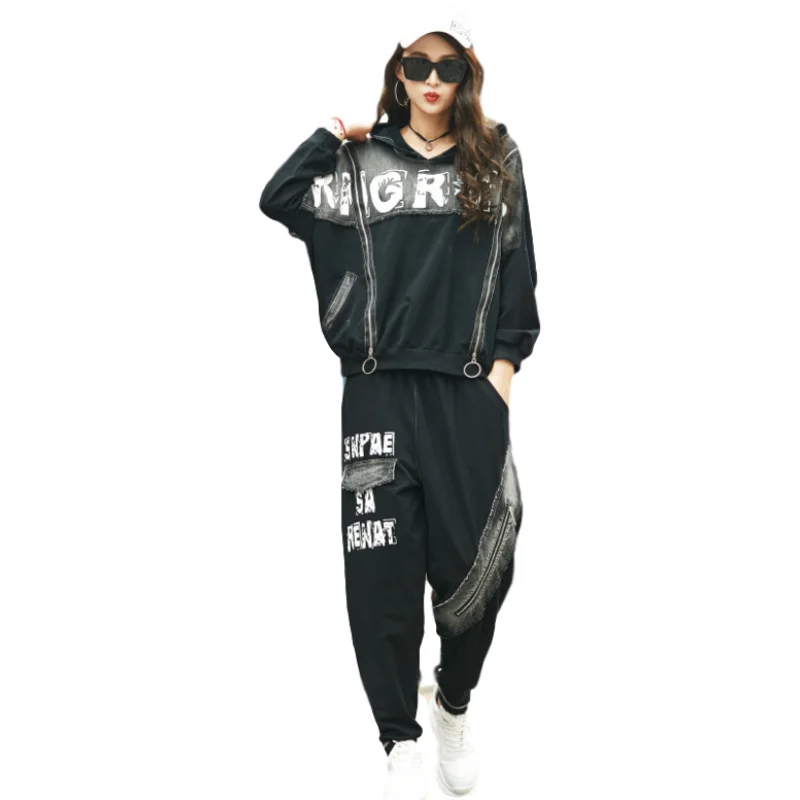 Костюм спортивный женский из двух предметов в стиле хип хоп| |