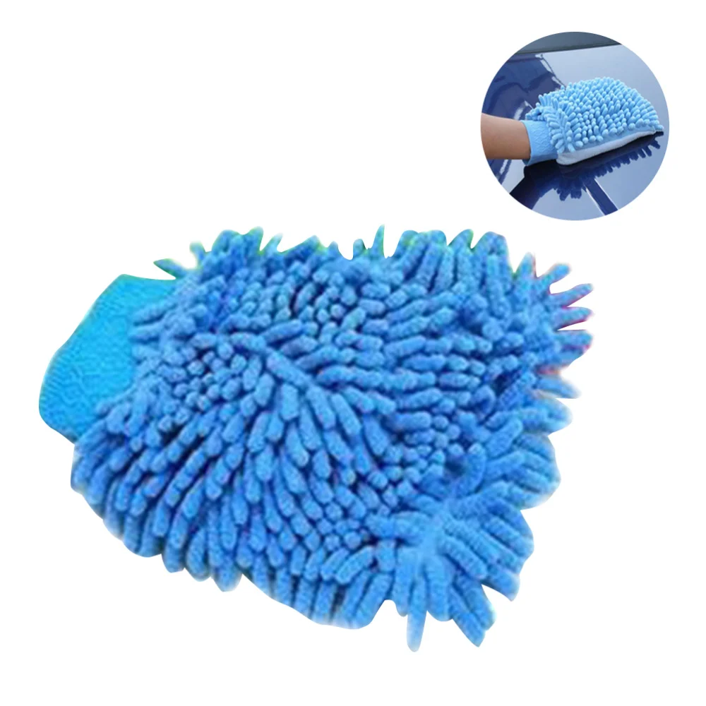 

1PC Single Side Chenille Car Auto Vehicle Washing Cleaning Glove Mitt Color randomised