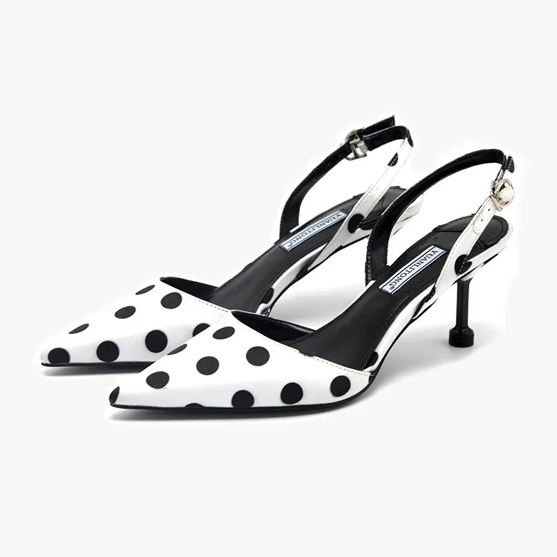 

summer new sandals women high-heeled back women's shoes with stippled dots fashion single shoes pointed sandals