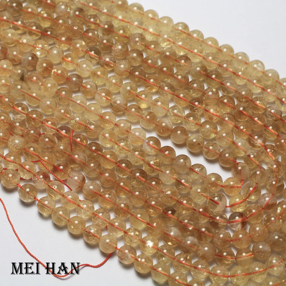 Meihan freeshipping natural 7.5-8mm Citrine (1 strands/set) smooth round loose beads for jewelry making design gift | Украшения и