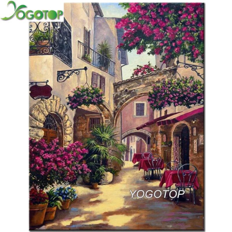 

5D Diy Diamond Painting Europe Street view Landscape Full Drill mosaic Embroidery Cross Stitch Wall Art City flower YY1933