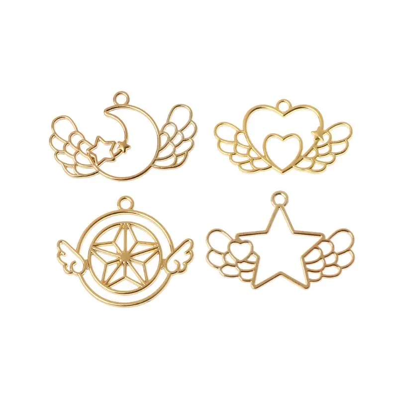 

12Pcs Metal Frame Pendant Bezel Cabochon Heart Star Moon UV Resin Jewelry Making
