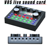 v8s live sound card audio mixer usb external sound card mobile phone live voice changer professional karaoke studio recording