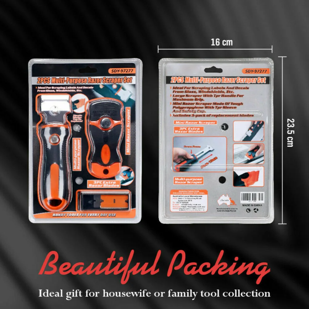 

2Pc Multi-Purpose Razor Scraper Set 3 Spare Blades Paint Seal Remover Clean Tool Workshop Equipment 5 * Spare Blades