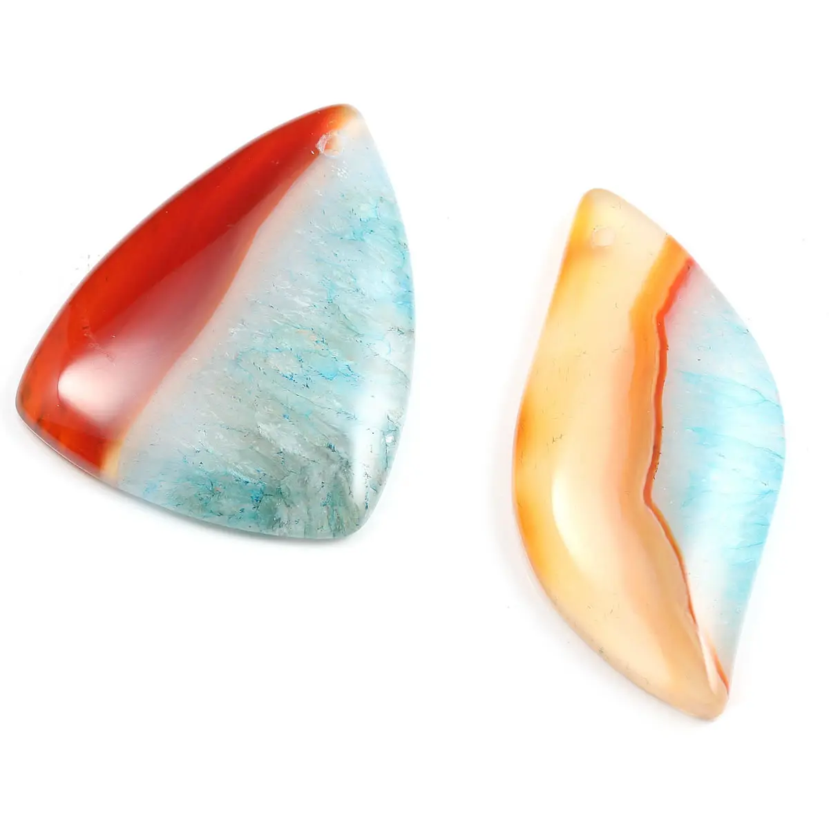 

5pcs / Lot Red Blue Striped Agates Pendant Reiki Healing Natural Stone Meditation Amulet DIY Jewelry Natural Stone Charms