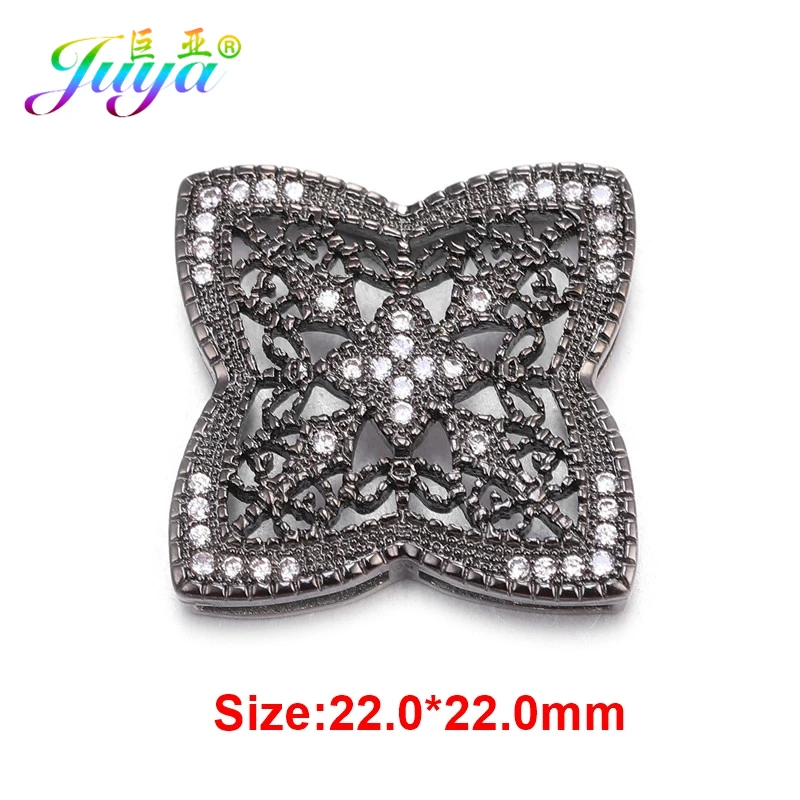 Juya Micro Pave Циркон полый цветок квадратный разъем Подвески Аксессуары для женщин Мода Жемчуг материал для изготовления ювелирных изделий - Цвет: Metal Black