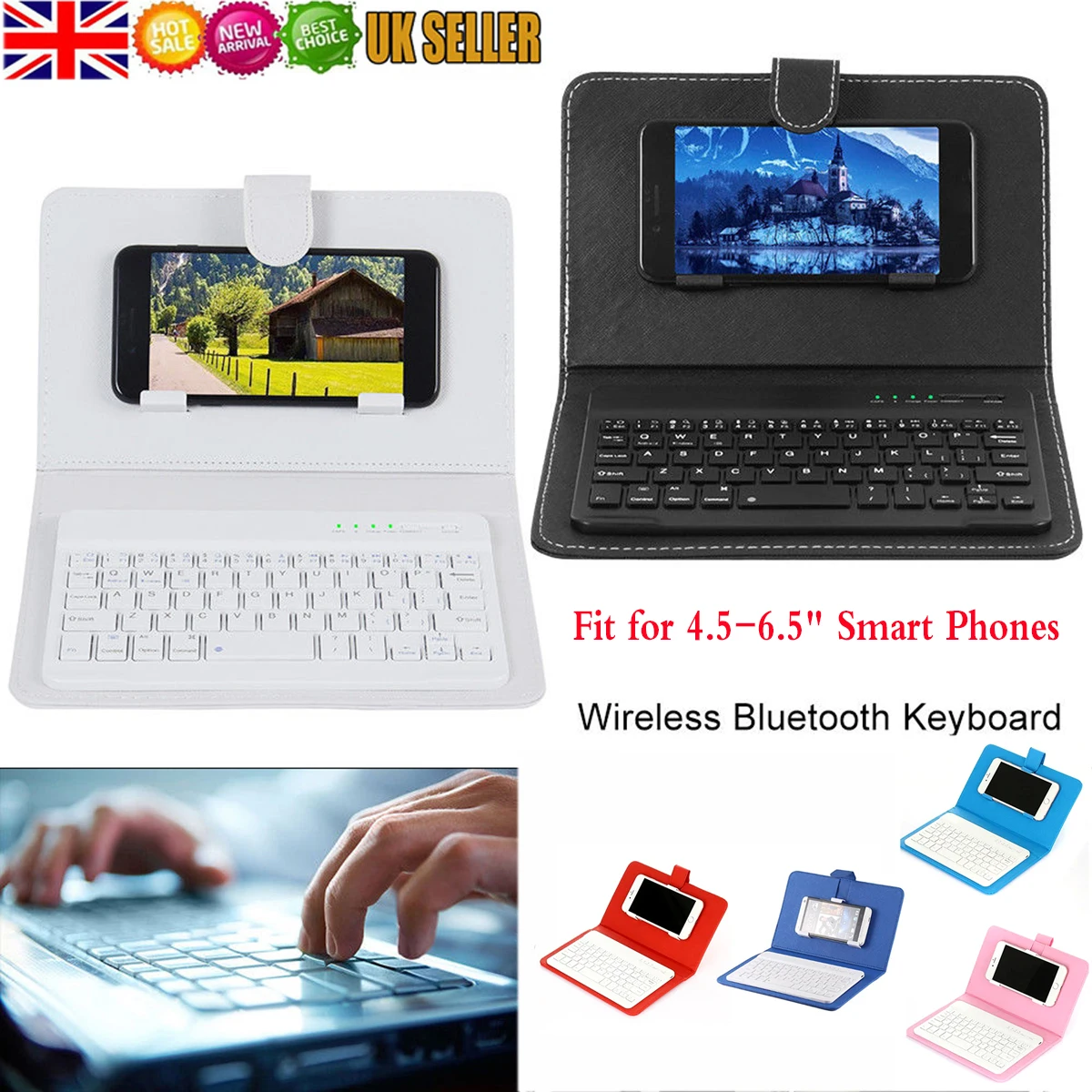

Универсальный чехол с клавиатурой, кожаный чехол с беспроводной Bluetooth-клавиатурой для iPhone и Android 4,5/6,5 дюймов, чехол для телефона и планшета