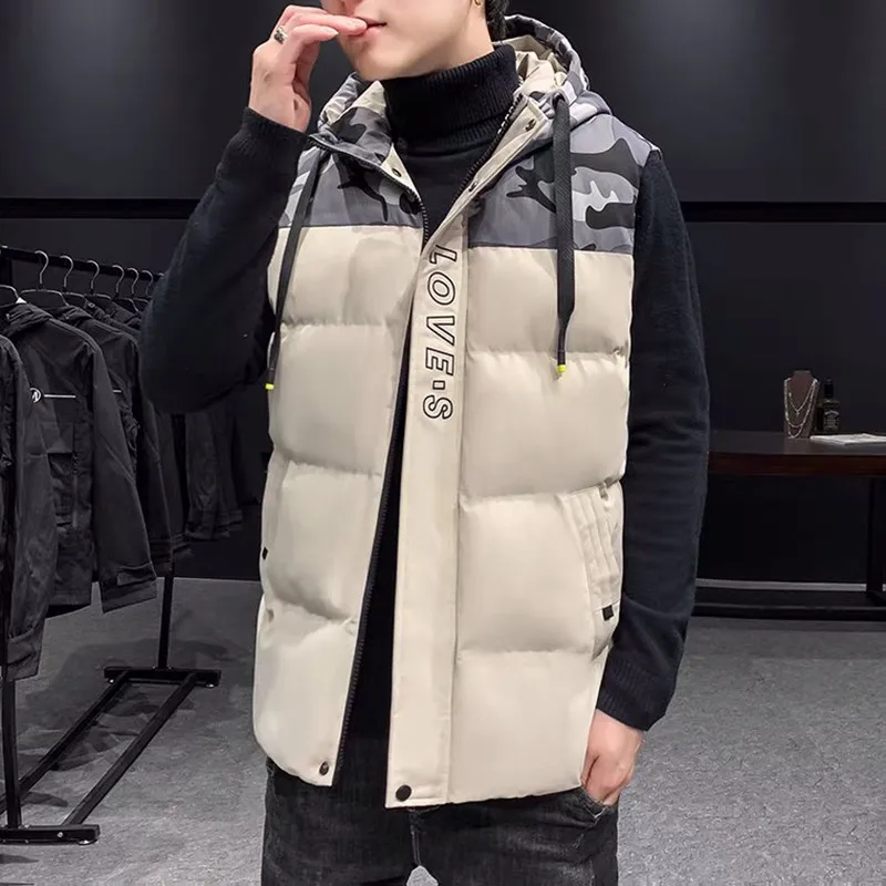 

New Trend Hong Kong Style Gradients Thickened Waistcoat Men's Wear Autumn Winter Korean Student Cotton Vest Youth Boy Coat