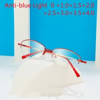 anti blue light cat eye reading glasses women alloy eyeglasses presbyopia prescription 1 5 2 0 2 5 3 0 3 5 4 0 diopter