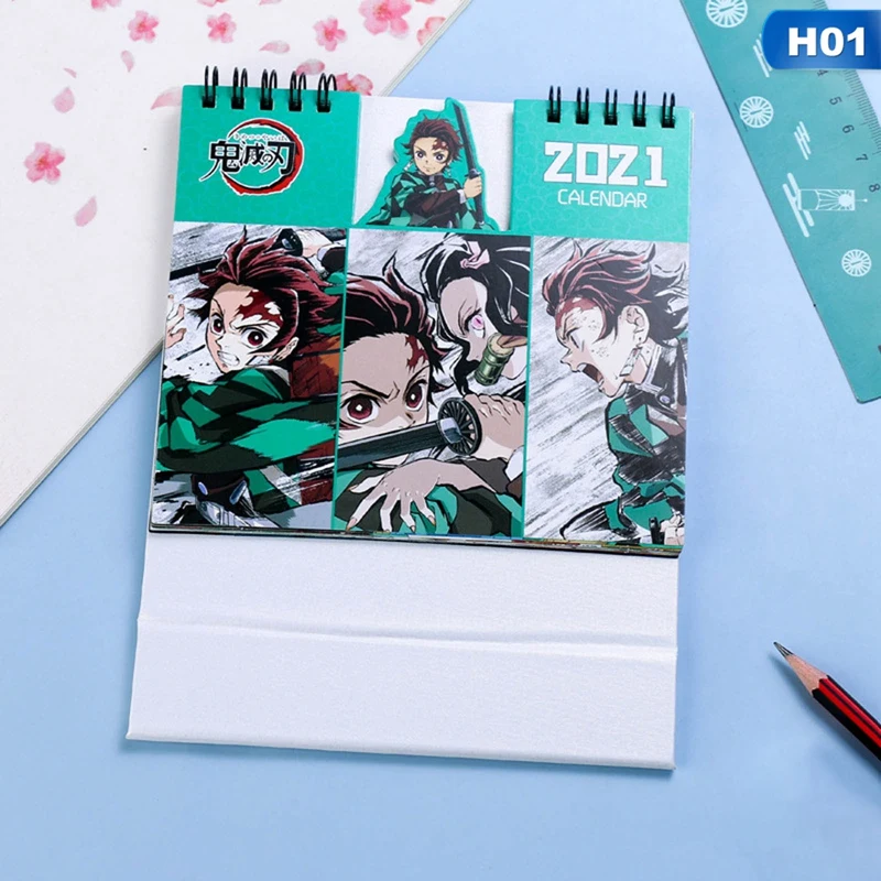 

2021 Anime Demon Slayer Kimetsu No Yaiba Desk Calendar Kamado Tanjirou Cartoon Desk Calendars Daily Schedule Planner