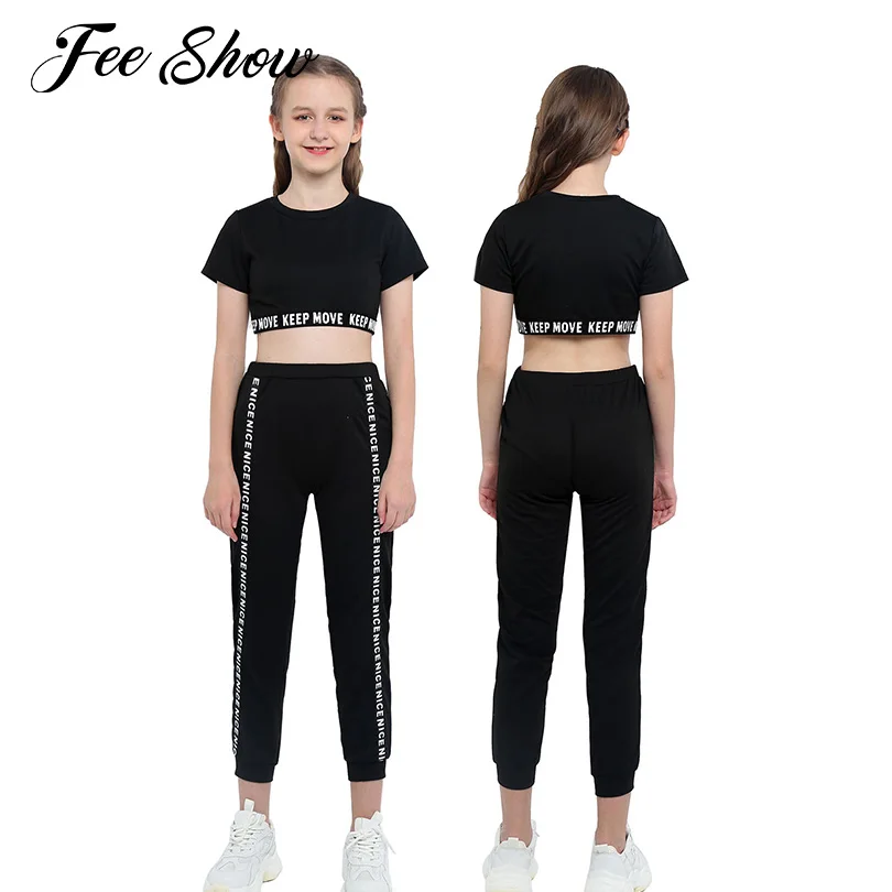Conjuntos de ropa deportiva de algod&oacute;n para correr, ch&aacute;ndal de gimnasio de dos piezas, Top de manga corta, Leggings de cintura baja-0