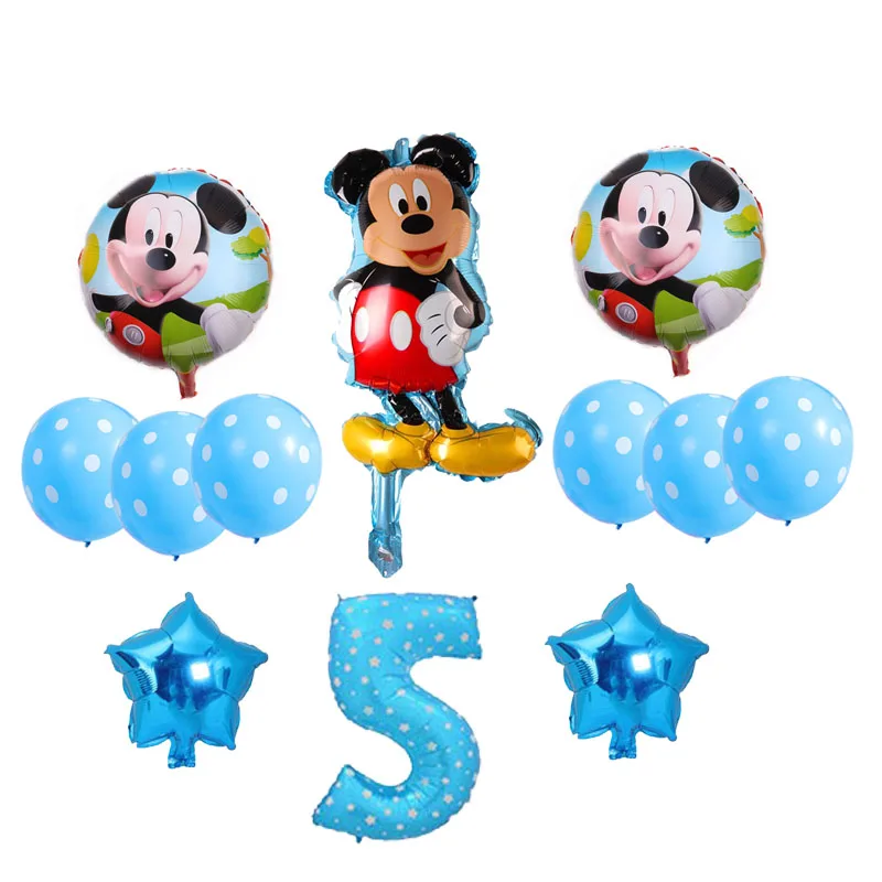 

12pcs/lot Mickey Minnie Mouse Set Foil Balloon 32inch Number Latex Balloons Birthday Party Decoration Baby Shower KIds Toy Balls