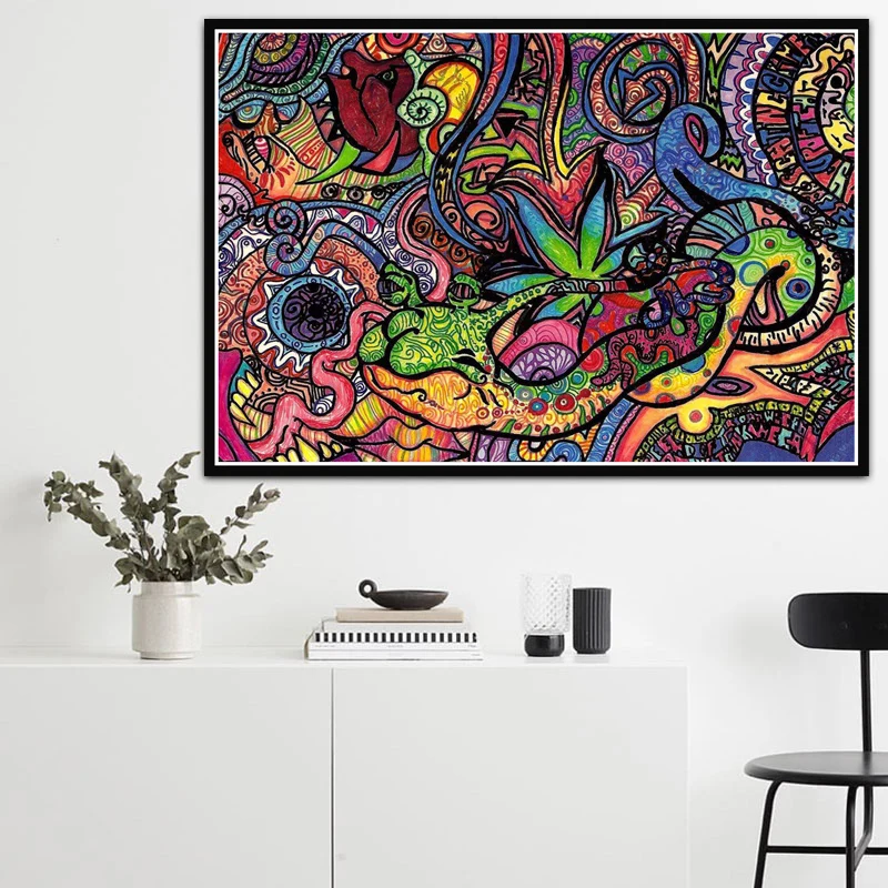 Акриловая абстрактная картина с кислотой Lsd психоделический черный свет плакат