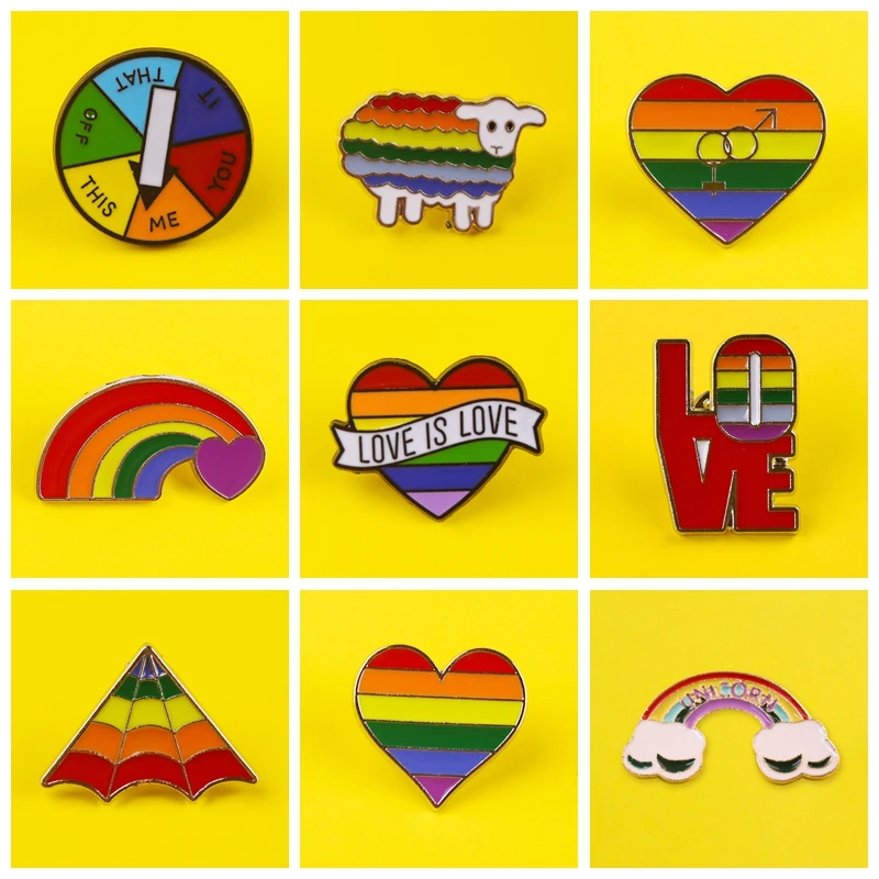 Радужные значки Prajna Значки для одежды на рюкзак круглые из цинкового сплава