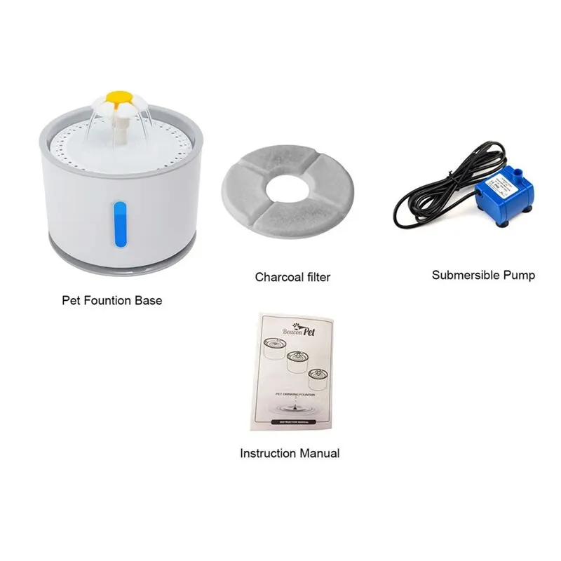 

2.4L USB Automatic Pet Water Fountain Cat Dog Safe Health Water Dispenser LED Night Light Pet Drinking Fountain Automatic Feeder