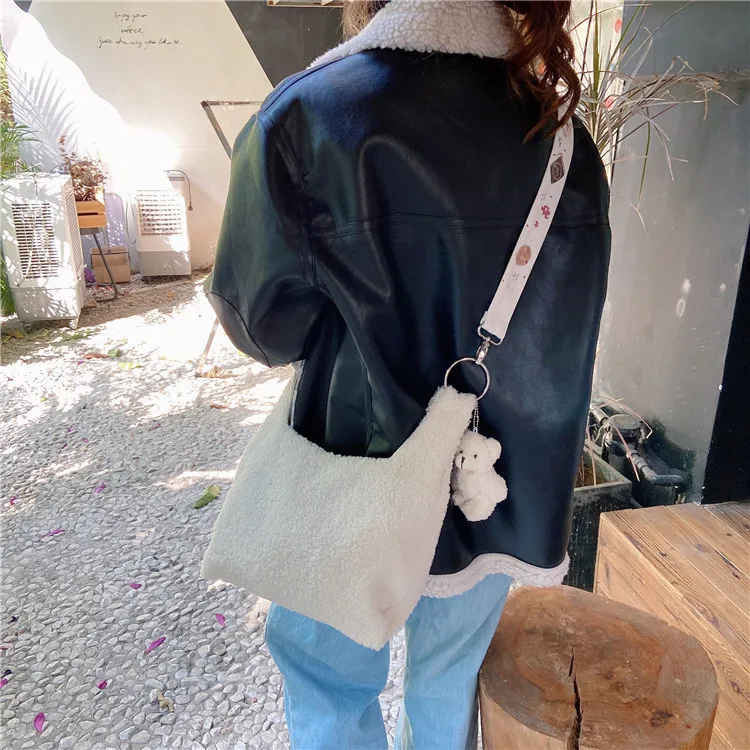 Осенне-зимняя флисовая Сумка-жилет из овечьей шерсти мягкая милая сумка на одно