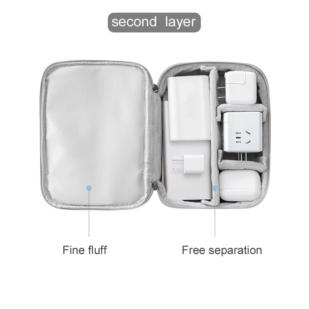 acoki travel electronics organiserdouble layer carrying pouch for power bank phone charger usb cables and u disk accessories free global shipping