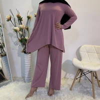 long muslim woman chandar solid color 2 pieces muslim clothes women clothing muslim sets vetement femme 2021 cm172