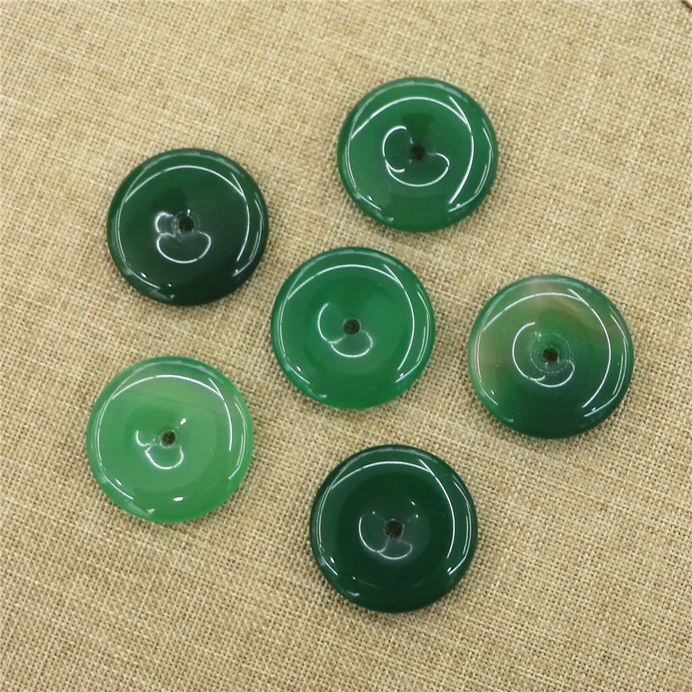 

30mm Natural Stone Beads Green Agates Safety Buckle for Jewelry Making Necklace Pendant Earrings Donut Charms Accessories