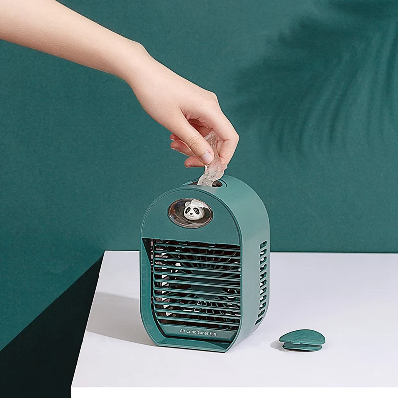 

Mini USB Portable Air Cooler Fan Air Conditioner Light Desktop Air Cooling Fan Humidifier for Office Bedroom