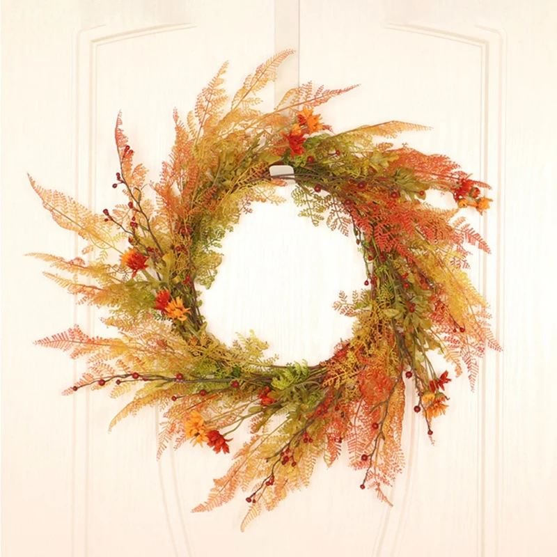 

Artificial Fern Door Wreath Welcome Front Door Wreath for Front Door Indoor Outdoor Wedding Wall Decor All Seasons