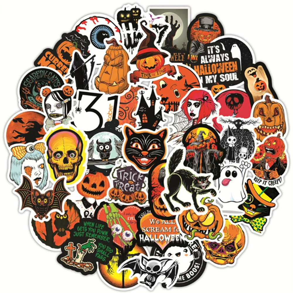 

10/30/50 PCS Cartoon Halloween Horror Rider Waterproof Graffiti Guitar Skateboard Toy Decoration Sticker Wholesale