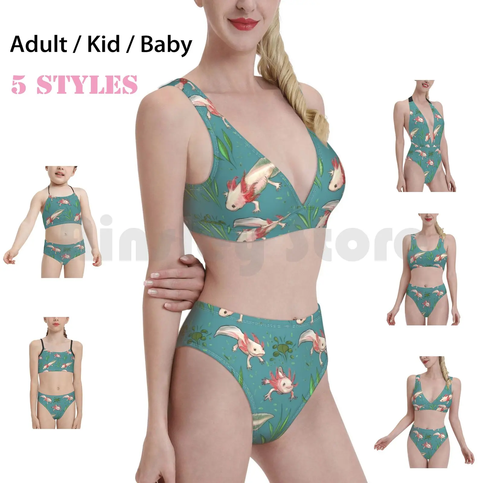 

Axolotl Swimsuit 991 Swimwear Axolotl Immortal Fish Mexican Happy Cute Animals Aquatic Underwater