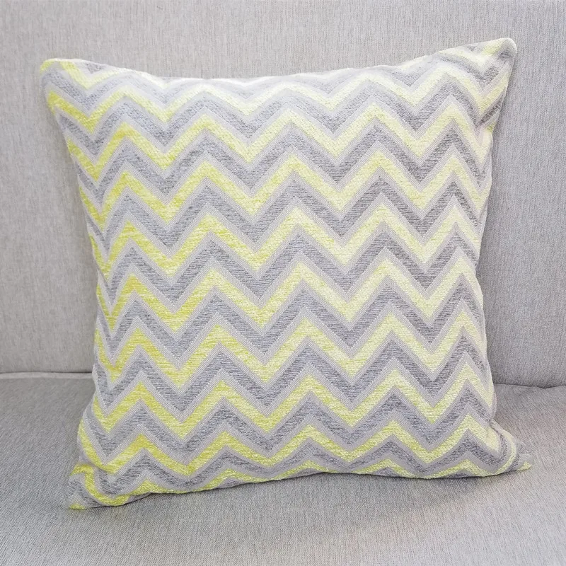 Современные Геометрические желтый серый зигзаг синель тканые жаккардовые