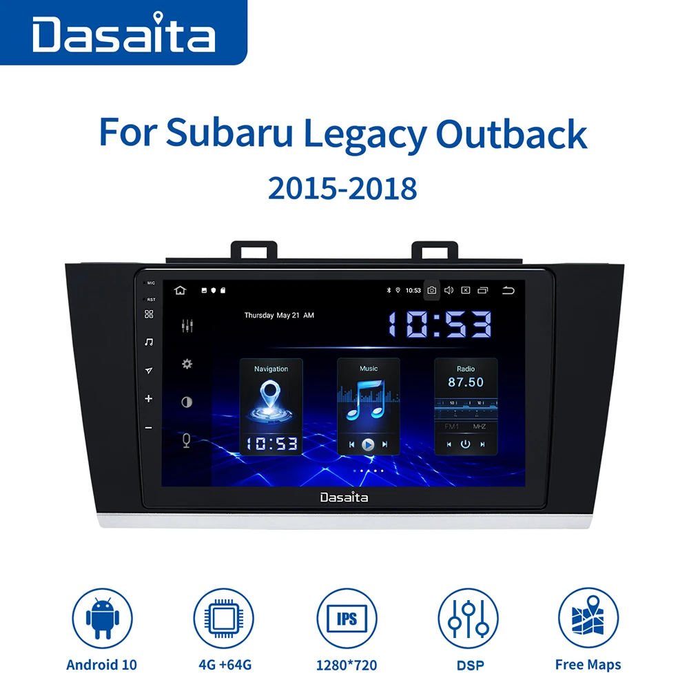 

Автомобильный стерео-радиоприемник Dasaita, 9 дюймов, 1 din, GPS, Android 10,0, для Subaru Legacy Outback 2015, 2016, 2017, 2018, USB, MP3, сенсорный экран