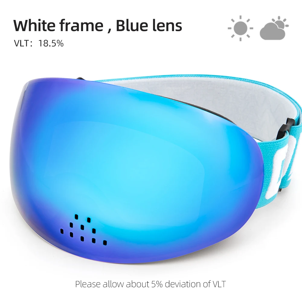 blue HD версия магнитные лыжные очки с носовой защитой от ветра двухслойные UV400 Анти-туман сноуборд лыжная маска очки для мужчин и женщин - Цвет: blue