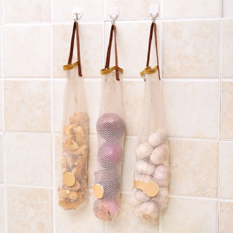 

Hanging Type Kitchen Fruit And Vegetable Mesh Bags Storage Hanging Bag Reusable Grocery Produce Simple Convenient