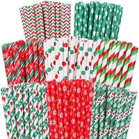 Fastest Delivery 1000 pcs Pick Colors Christmas Paper Straws Bulk,Green Red Gold Silver Foil,New Year Holiday Party Restaurant