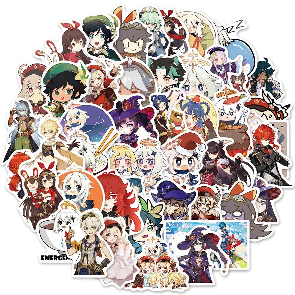 

10/50/100pcs Hot Game Stickers Genshin Graffiti Cute Sticker Decal for Kids Toys DIY Laptop Skateboard Phone Luggage