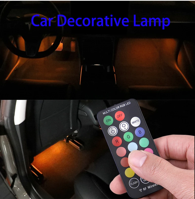 LED Car Foot Light Ambient Lamp With USB Wireless Remote Multiple Modes