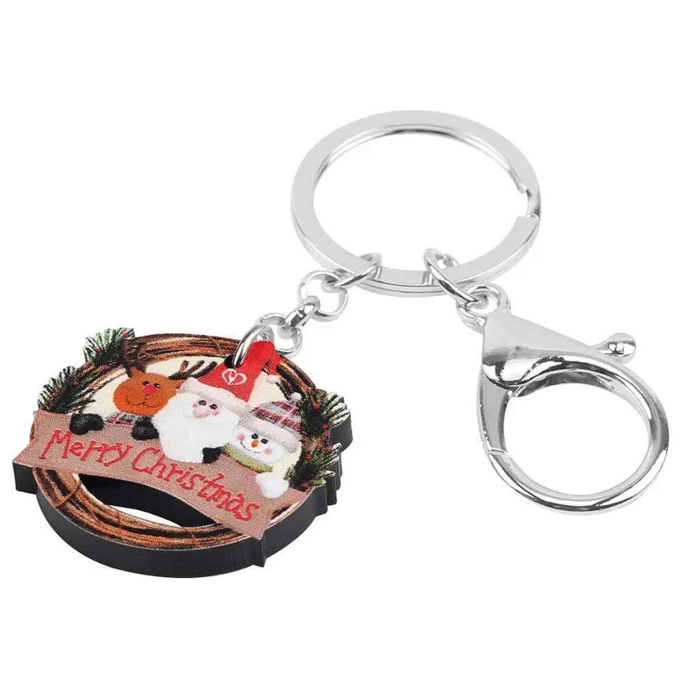 WEVENI акриловые рождественские Санта Клаус Лось Олень Снеговик ключи цепочки