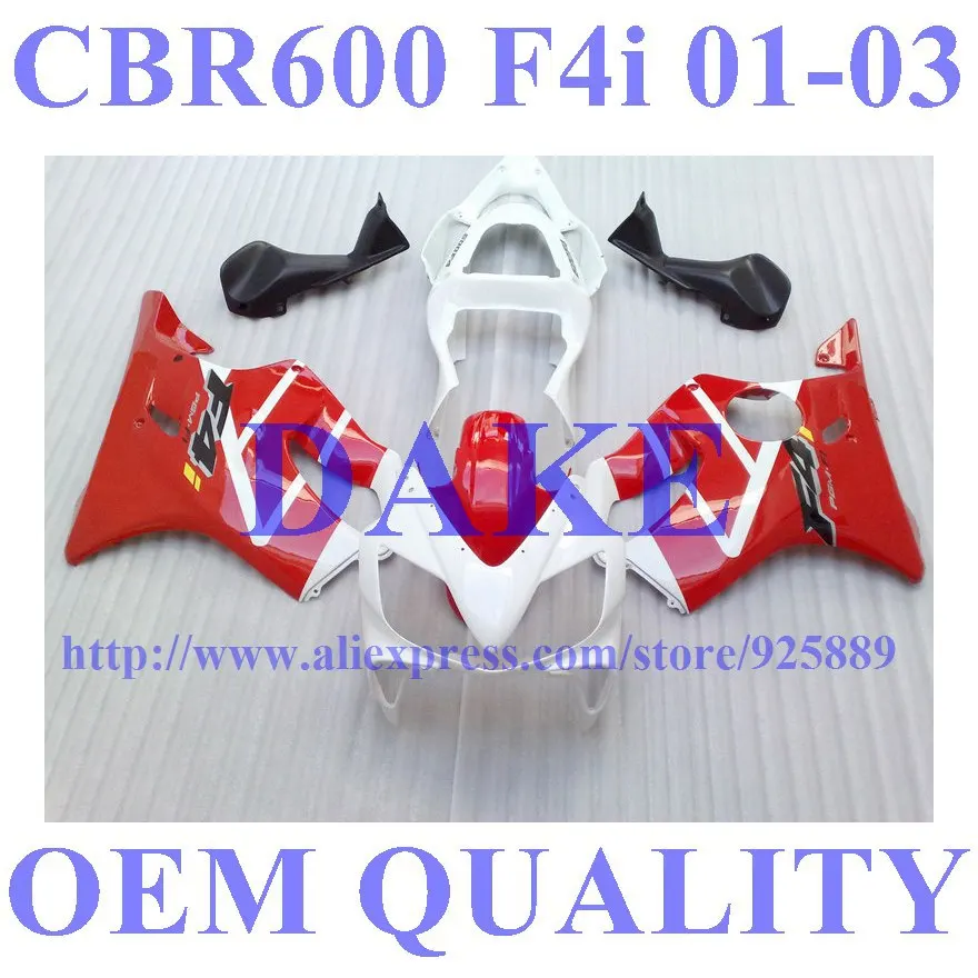 

Injection fairing kits for Honda CBR600F4i 03 02 01 CBR600 01-03 CBR600 F4i 2001 2002 2003 fairings Red white #tt66nn