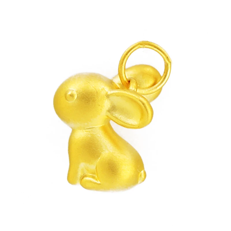 

PURE 24K YELLOW GOLD PENDANT 3D 999 GOLD CHINESE ZODIAC RABBIT PENDANT