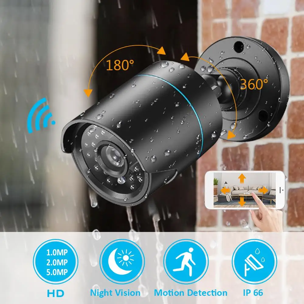 1MP/2MP/5MP наружная IP66 Водонепроницаемая домашняя камера безопасности ночное