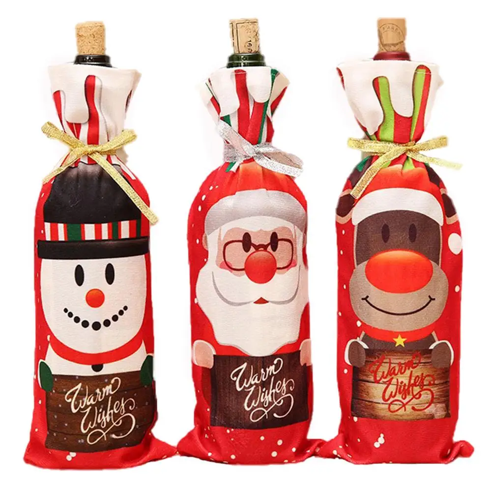 Рождественский чехол для бутылки вина шампанского Санта Клауса украшение