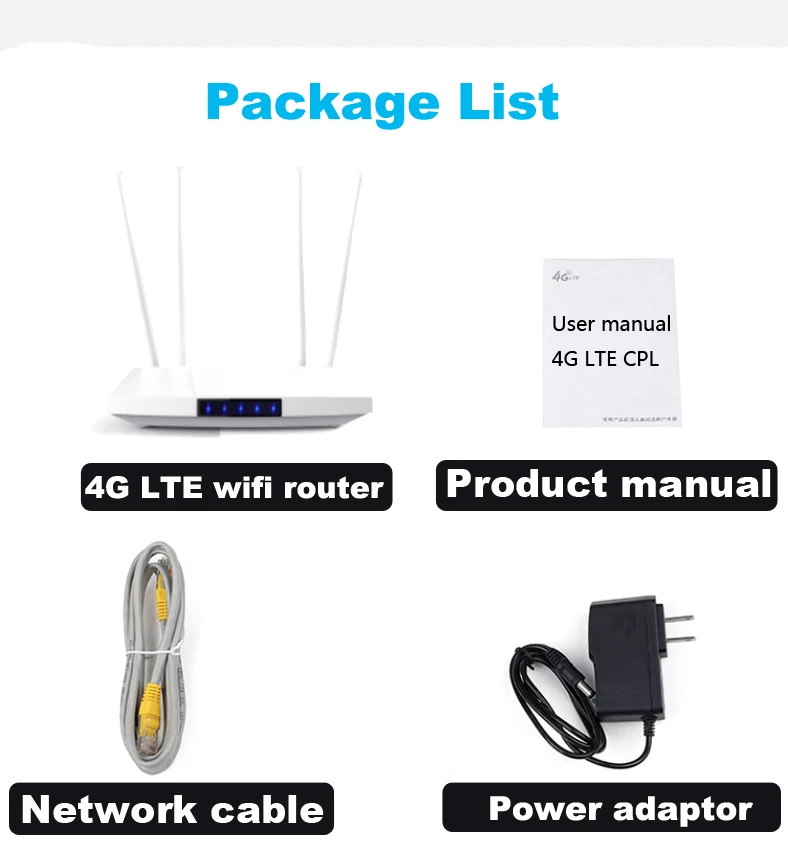 4G LTE CPE/Router 300Mbps Gateway Unlocked Wifi Router 4G LTE FDD TDD RJ45 Ethernet Ports&Sim Card Slot Up to 32user