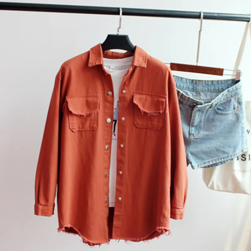 Женская джинсовая куртка с длинным рукавом бахромой свободная повседневная