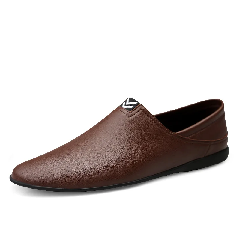 

2020 soft-soled men's shoes leather casual leather shoes soft-soled breathable peas shoes winter one-step lazy trendy small leat