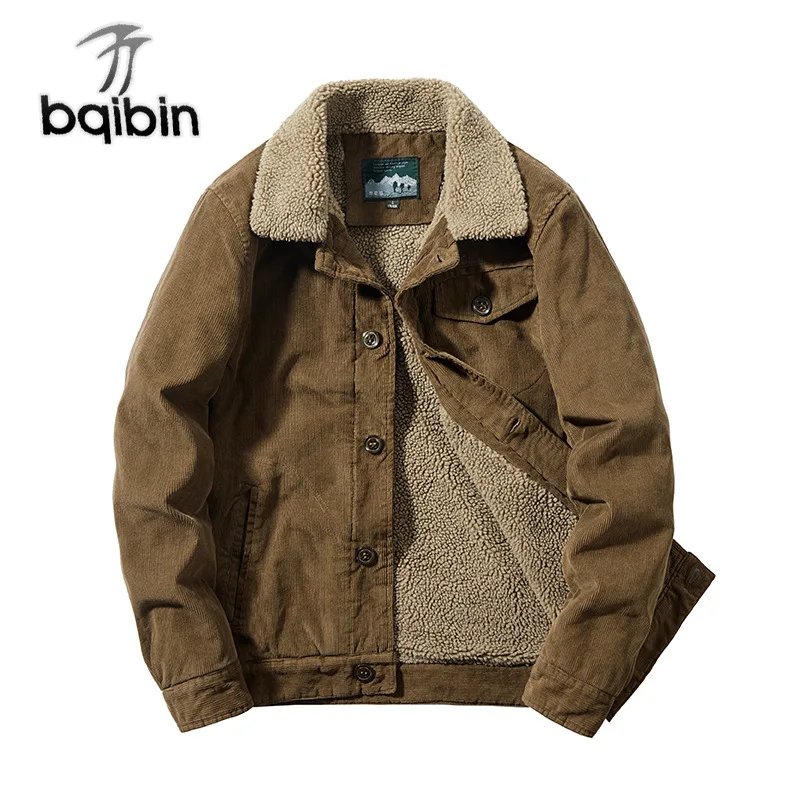 

Corduroy Winter Jacket Men Windbreaker Thick Liner Military Mens Jackets Business Casual Outwear Parka Male Plus Size M-5XL 1852
