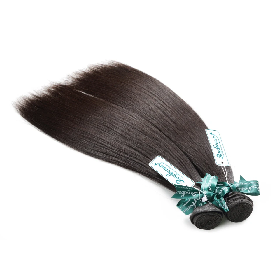 Rosabeauty, 3, 4 пряди, прямые волосы с закрытием, 8-30 дюймов, натуральный цвет, бразильские человеческие волосы Remy, плетение с закрытием, фронтальная