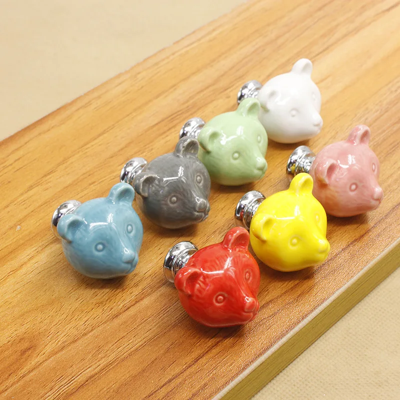 

Ceramic handle Color animal cartoon handle European style handle for cabinet drawer wardrobe shoe cabinet knobs