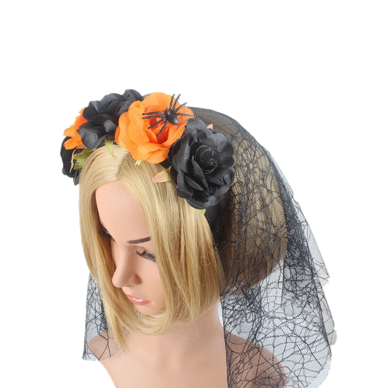 Хэллоуин призрак невесты Вечерние головные уборы сетка повязка на голову ведьма